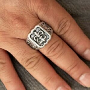 Mens Silver Fleur-de-Lis Ring